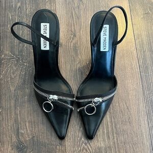 Steve Madden Black Heels with Zipper Accent